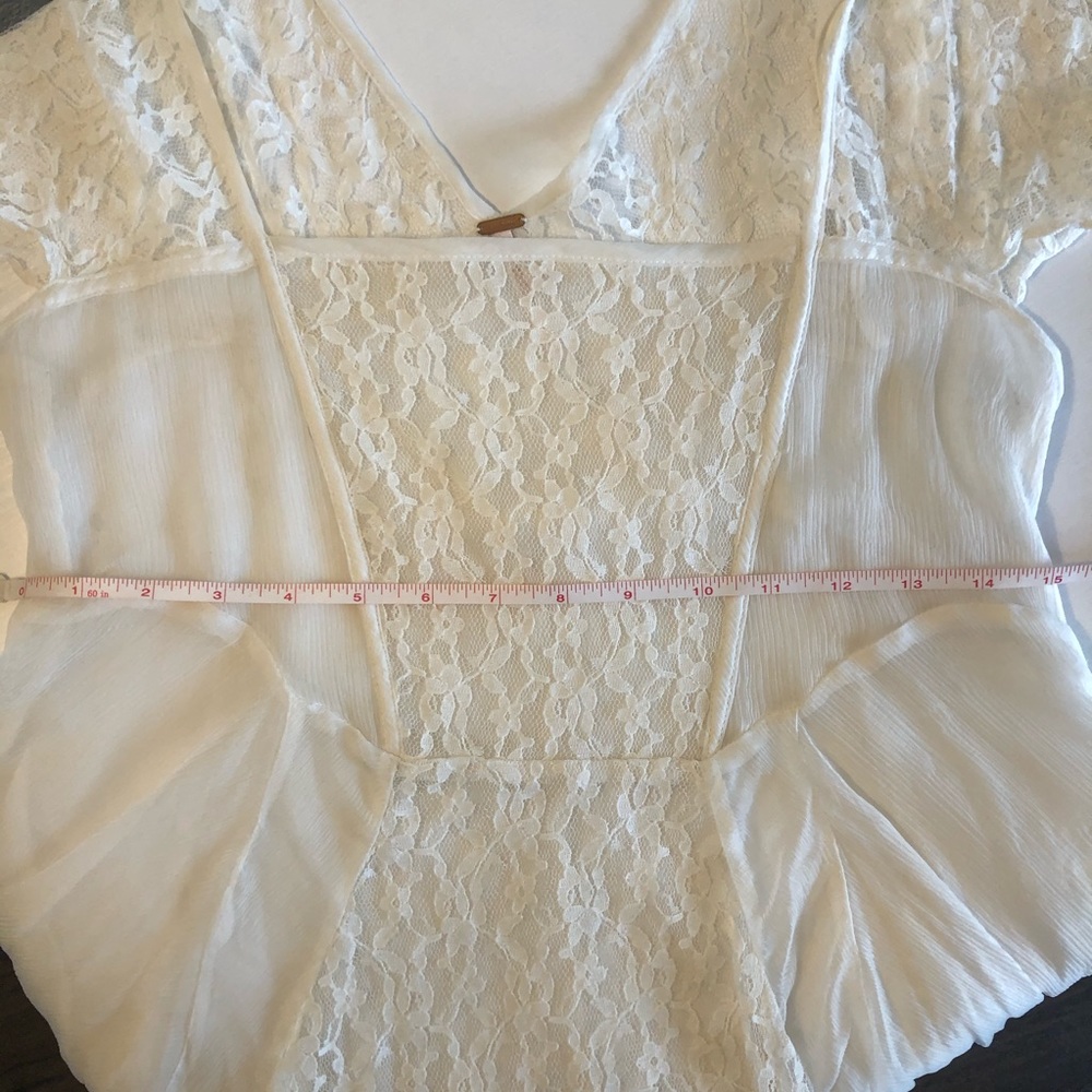 Free People Lace & Chiffon Flutter Sleeve Blouse - Picture 8 of 10